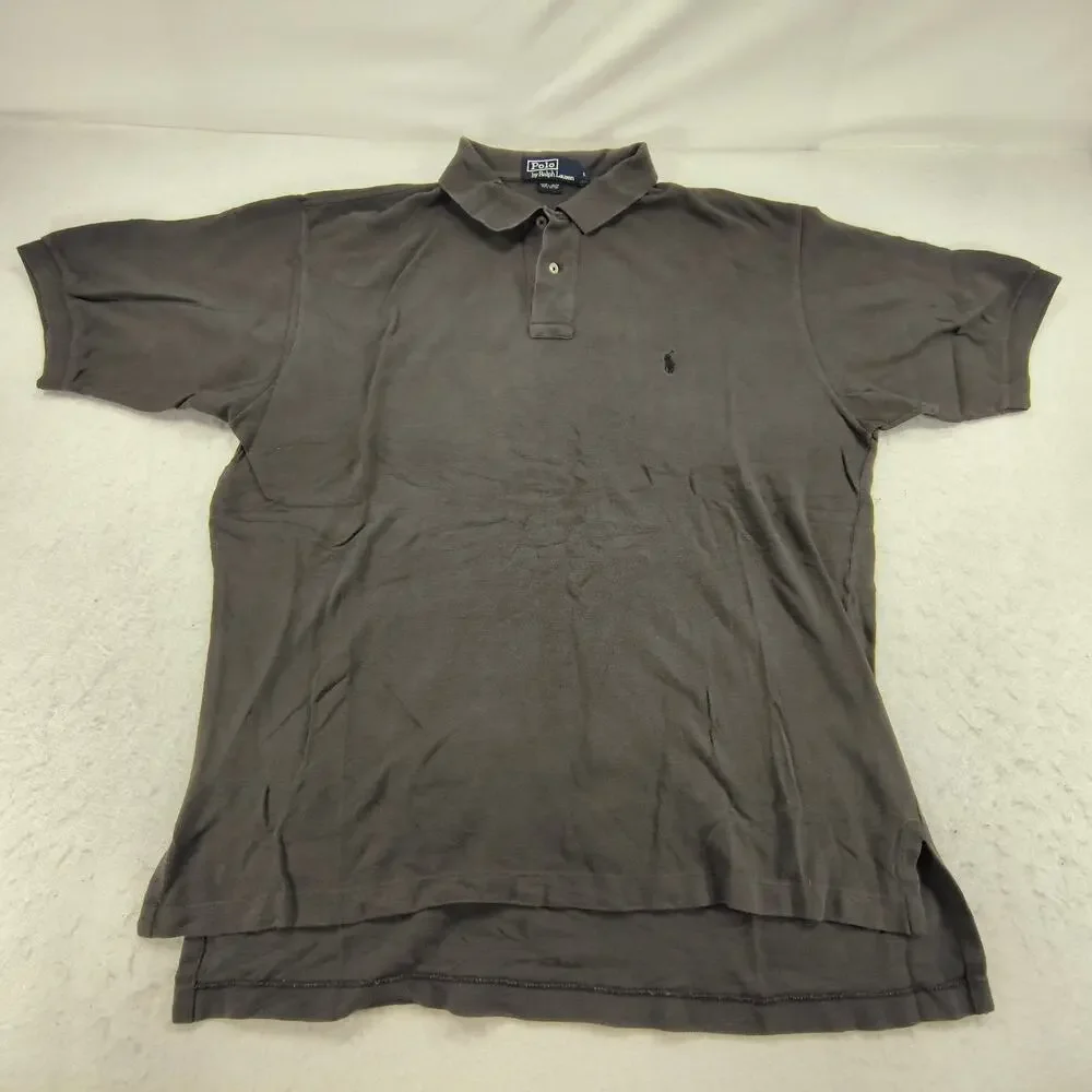 Polo by Ralph Lauren Casual Collared Polo Shirt Mens Size Large L Gray Black